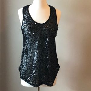 Black sequined tank. XL
